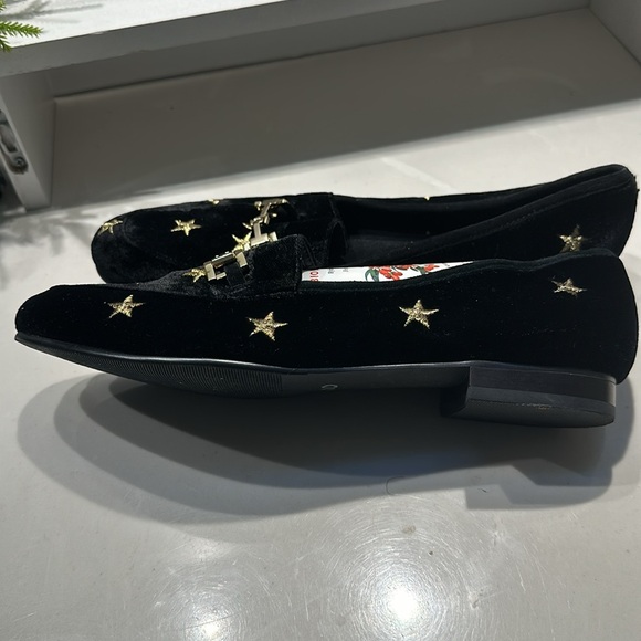 Vaneli Black Velvet Gold Star Horse bit Flat Loafers - Picture 3 of 7
